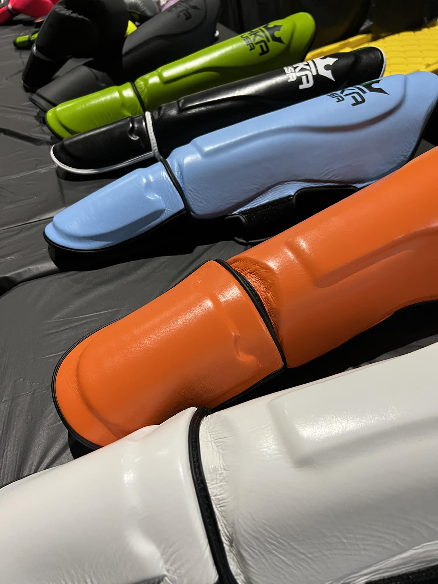 Premium Line Hook n Loop Shin Guards CLEVELAND ORANGE