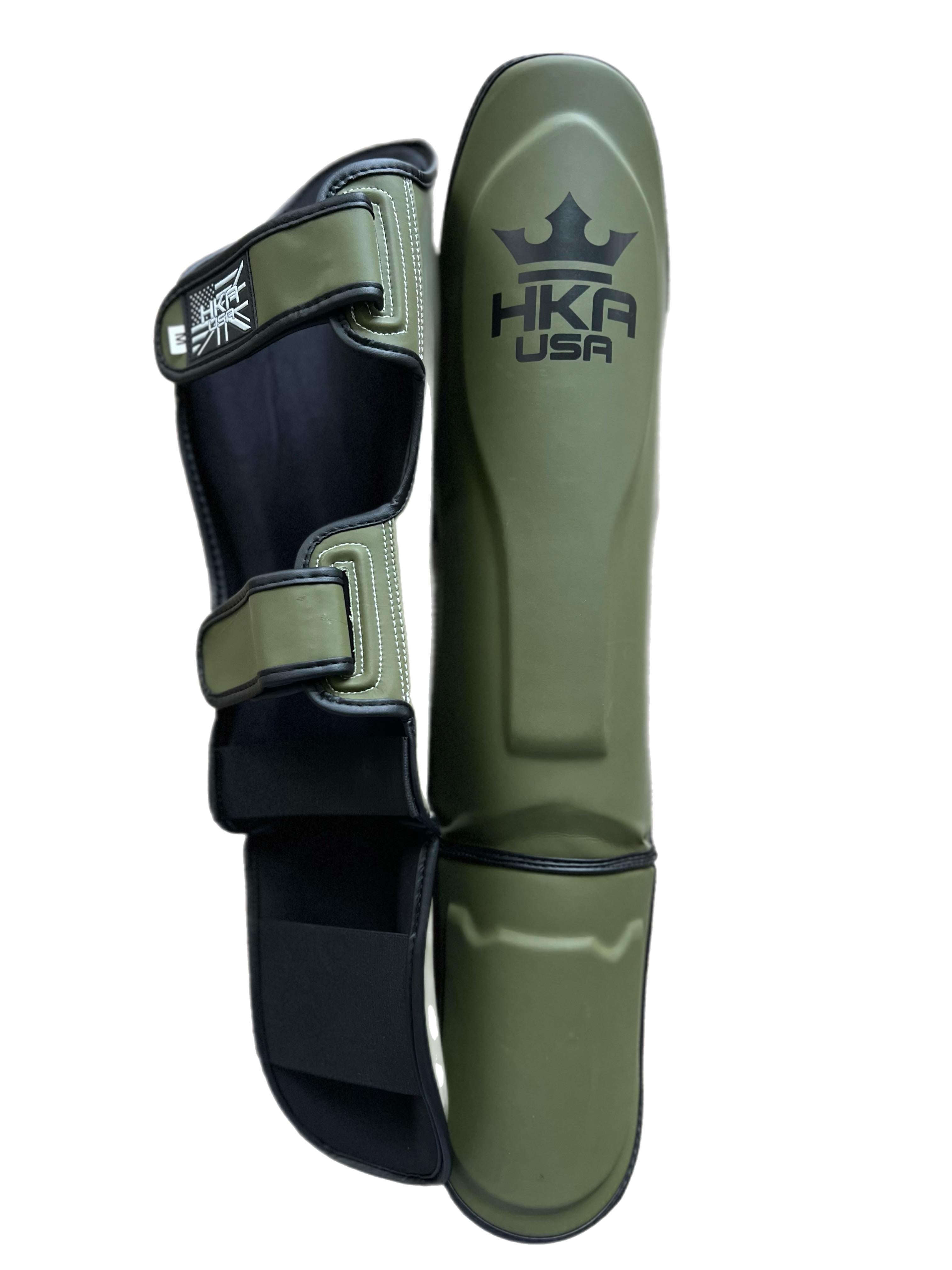 MMA Shin Guards PRO LINE - Hook n Loop OD GREEN MATTE