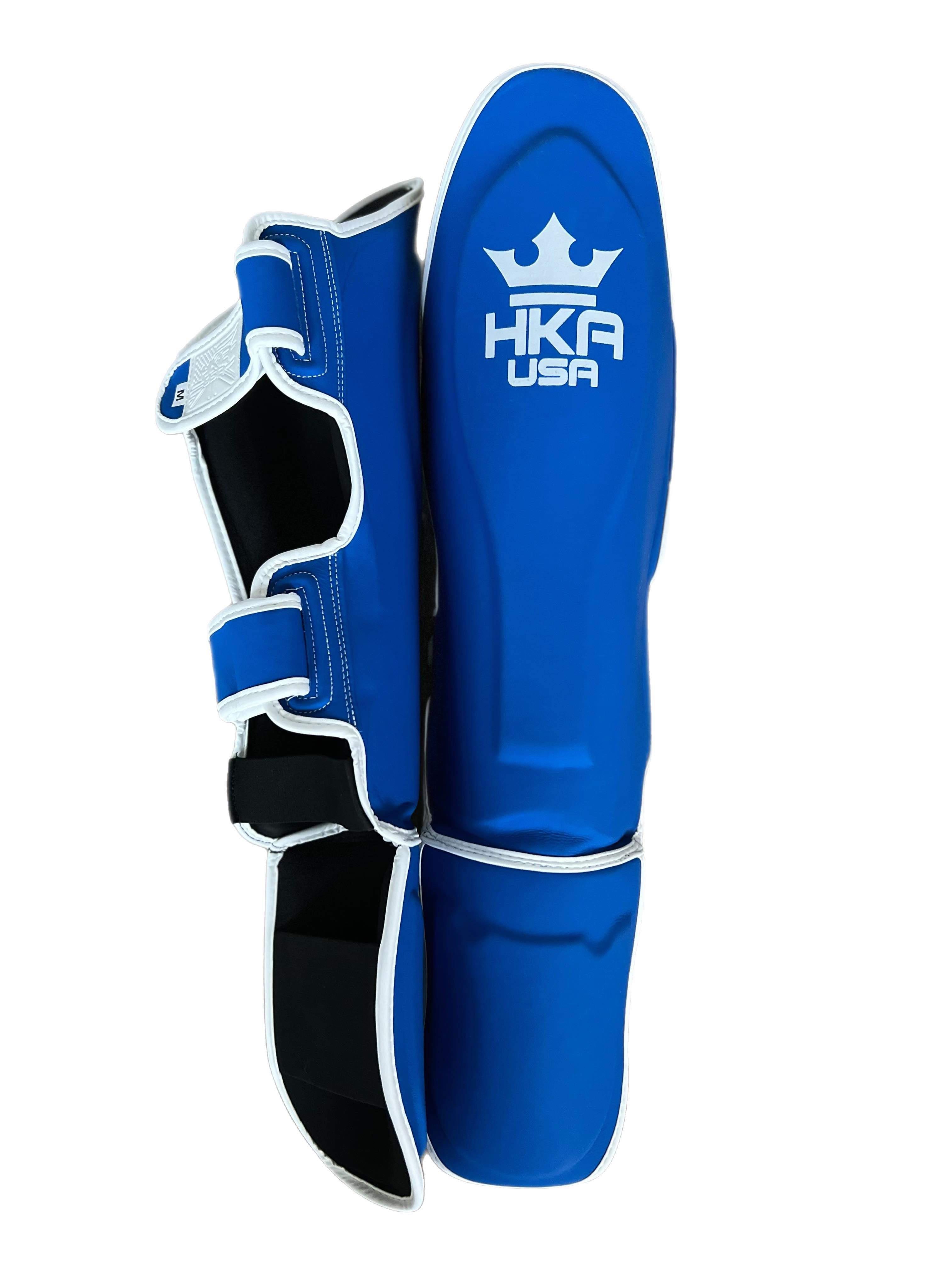 MMA Hook n Loop Shin Guards Pro Line- OCEAN BLUE MATTE