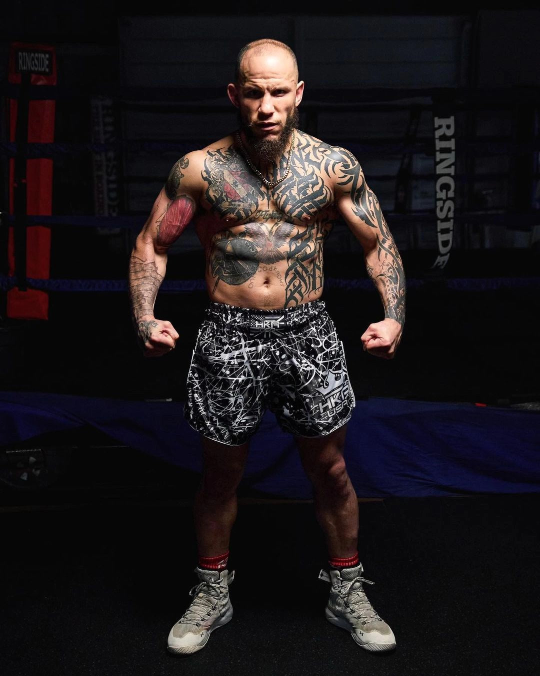 HKA Black & White Paint Splatter Thai Shorts