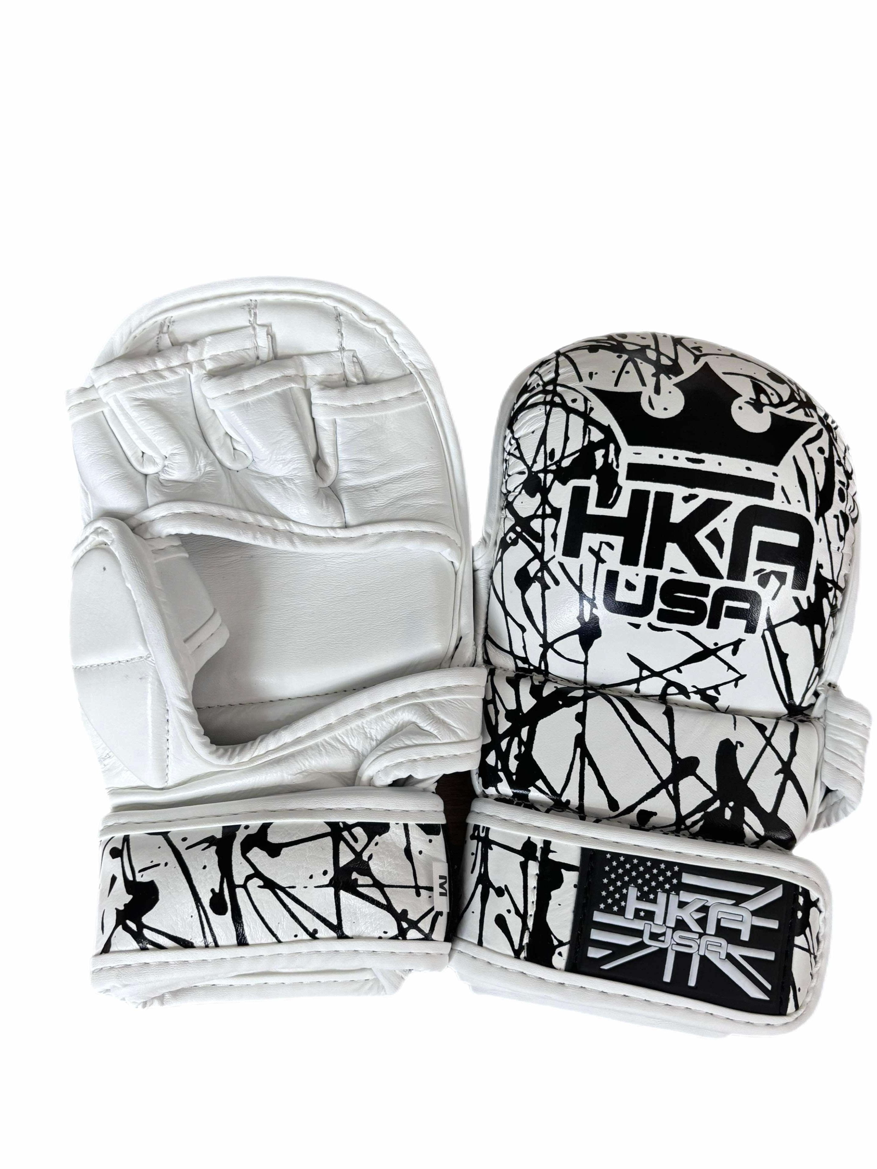 White Splatter Premium MMA Sparring Gloves