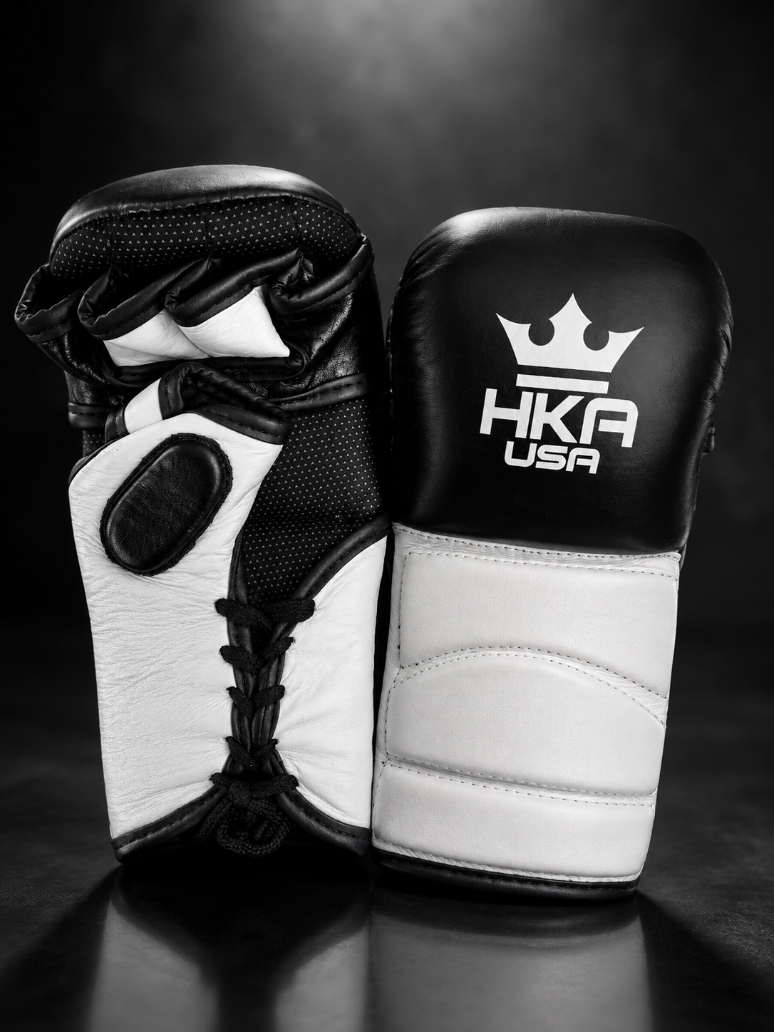 Premium Leather Lace-Up MMA Gloves
