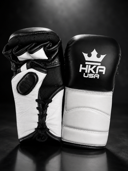 Premium Leather Lace-Up MMA Gloves