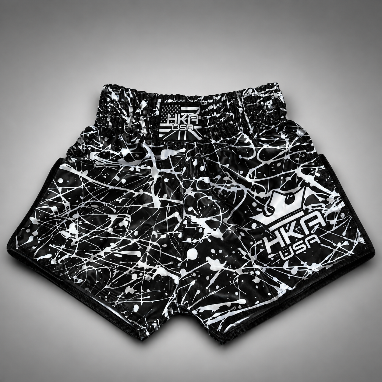 HKA Black &amp; White Paint Splatter Thai Shorts