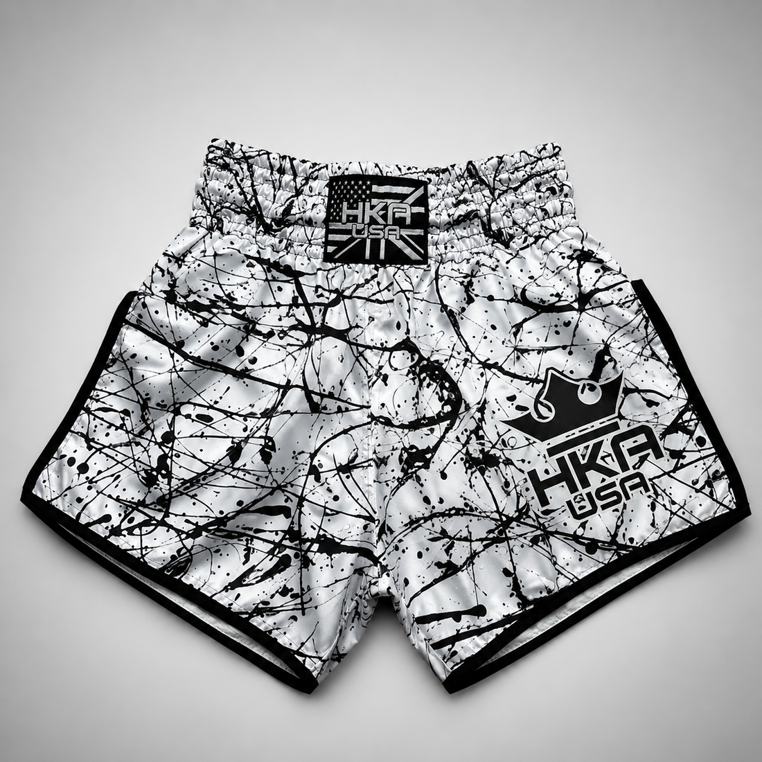 HKA White &amp; Black Paint Splatter Thai Shorts