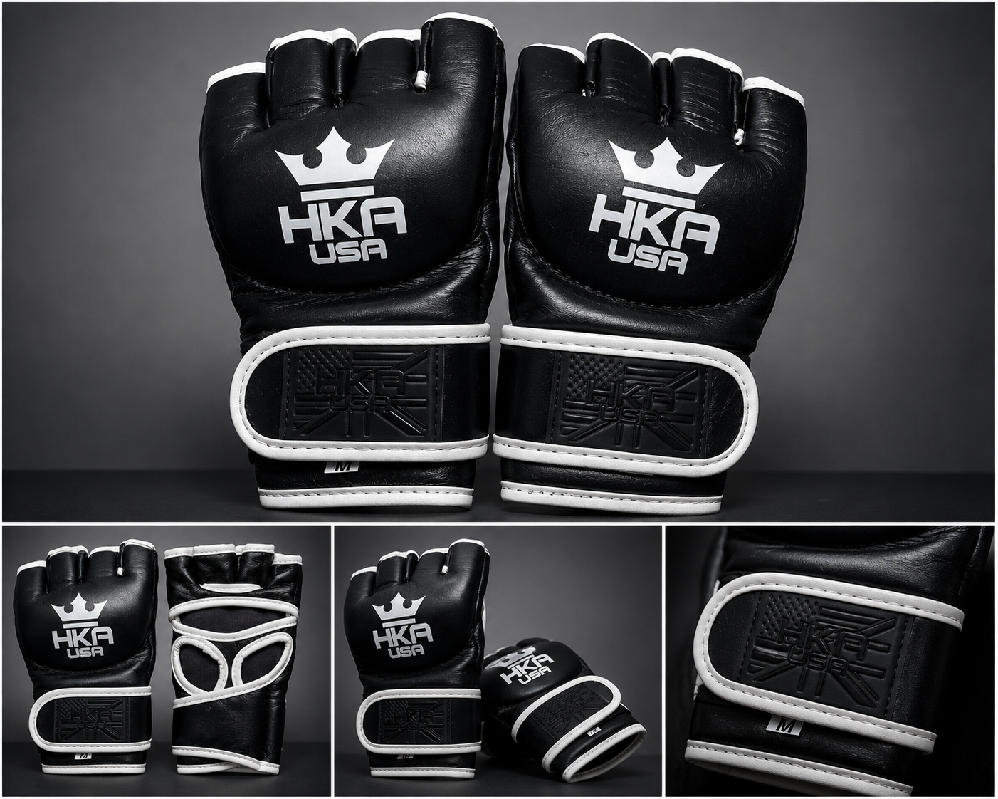 4 oz MMA Pro Gloves - Shadow Black Premium Leather.