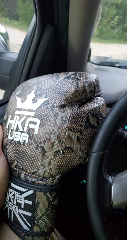 HKA Premium Leather Snakeskin Print Boxing Gloves