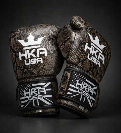 HKA Premium Leather Snakeskin Print Boxing Gloves