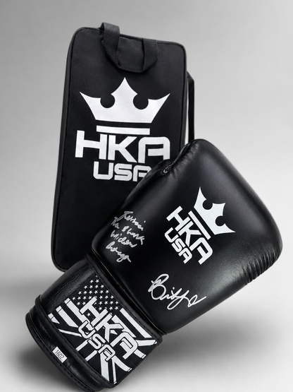 Signed Boxing Glove by BKFC Champions - Jessica Borga &amp; Britain Hart - Supporting Kenzie Morrison for his fight against cancer.