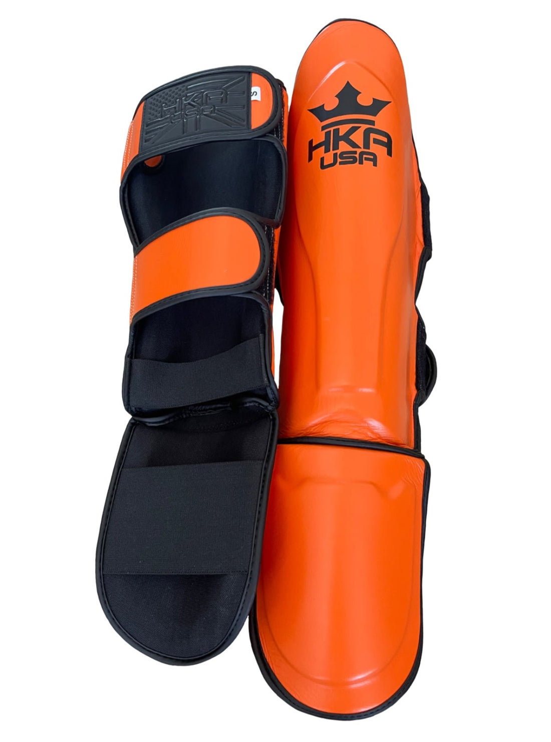 Premium Line Hook n Loop Shin Guards CLEVELAND ORANGE